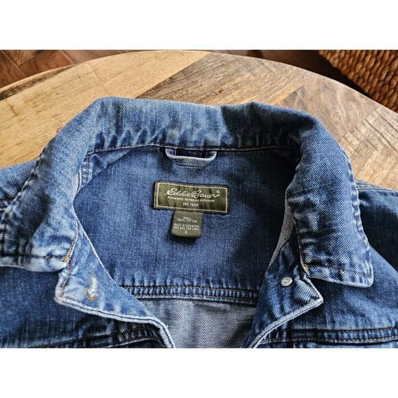 EDDIE BAUER WOMENS DARK BLUE JEAN DENIM JACKET SMALL 100% COTTON VTG - Picture 9 of 14